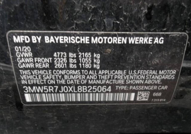 Внос на автомобил 2020 BMW 3 Series 330I XDRIVЕ